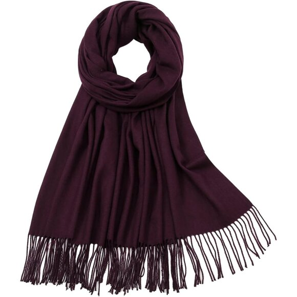 ⚡Women's Dark Purple Pashmina Evening Dress Bridesmaid Winter Warm Long Scarf - Picture 5 of 8